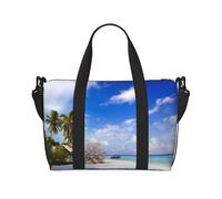 Sea Island Sky Clouds Printed Travel Duffel Bag Foldable Gym Duffel Bag Suitable for Travel Work Gym etc
