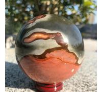 Sea Jade Quartz Sphere Landscape Scenery Stone Ocean Jasper Ball Crystal Ornaments Decorative Stones for Collect Home Decor(1.1-1.2kg)