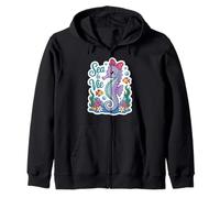 "Sea la Vie" Seahorse with ribbon Zip Hoodie
