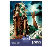 Sea Lady Green Roses 1000pc Puzzle for Adults Ocean Floral Grace Premium Jigsaw Puzzle Recycled Cardboard Adult Educational Challenge Fun Present Home Activity Great Gift for Kids Beginners 52x38cm/10