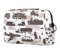 Sea Land and Air Transportation Cosmetic Bag for Women, Travel Toiletries Bags Large Makeup Handy Pouch Organiser Bag with Zipper