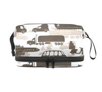 Sea Land and Air Transportation Double Layer Cosmetic Bag for Women and Girls, Travel Toiletry Bag Makeup Handy Pouch Organiser Bag with Brush Compartment