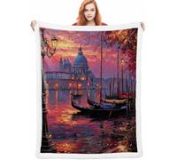 Sea Large Fleece Blanket 150x200cm, Boat Throw Blanket Winter for Adults With a Soft Warm Delicate Breathable Smooth and Comfortable Material Surface, Suitable for Sofa Bed Decoration A-070