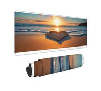 Sea Large Mouse Mat 1000 x 500 x 3MM Gaming Mouse Pad, Beach Mousepad Extended for Men, Office Accessories with Anti-Slip Rubber Base and Double Stitched Edge, Mousemat for Laptop, Gifts -TL68O3