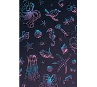 Sea Life Animals #1: blue pink ocean pattern with octopus, sea horse, sea turtle and jellyfish - notebook journal to write in 6x9 150 lined pages