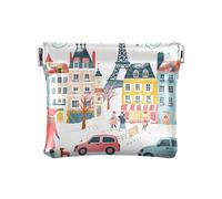 Sea Life Cream Color Small Change Purse for Coins Pu Leather Coin Pouch Change Coin Holder, Paris Winter Cityscape, one size, Pattern