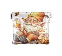 Sea Life Green Color Coin Purse PU Leather Change Holder Squeeze Pouch Mini Cosmetic Bags, Cartoon Gnome Holding Honey, one size, Pattern