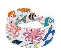 Sea Life Mermaid Octopus Workout Headband, Wide Headbands for Women Non Slip, Elastic Hair Bands, Sweat Yoga Hairband, Knotted Head Wraps for Girl Ladies