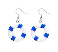 Sea Life Saver Earrings 3D Swimming Circle Dangle Earrings Lifebuoy Nautical Drop Earrings for Women Teen Sailor Jewelry Gift, Zinc, No Gemstone