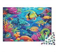 Sea Life Sea Animals 1000 Piece Puzzles for Adults on Thick Blue Board Colourful Jigsaws for Quiet Time Activities And Date Night Ideas 52x38cm/1000pcs