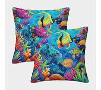 Sea Life Sea Animals Pillow Cases 2 Pack Cozy Pillowcases Art Cushion Covers Zippered Decor Couch Living Room 40x40cm