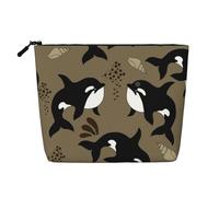 Sea Life Whale Funny Big Fish Animal, Cosmetic Bag Imitation Linen Makeup Bag Portable Travel Toiletry Bag