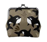 Sea Life Whale Funny Big Fish Animal, PU Leather Coin Purse, Small Wallets, Change Pouch with Kiss Lock Clasp Buckle, Change Purse
