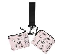 Sea Lighthouse Achor Peach Women's Coin Pouches Card Holder Mini Fashion Zipper Purse Wallet with Zipper Coin Pocket for Work Travel 2 Pcs, sea lighthouse achor peach, One Size, Casual