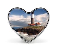 Sea Lighthouse Buttons Pin Memorial Boutonniere for Wedding Groom Bride, Customize Lapel Heart Pin for Christmas, Men Women Costume Decorative Fashionable Brooches