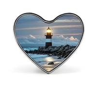 Sea Lighthouse Coastal Lapel Pin Metal Brooch Badge Round Button Enamel Style Pinback for Hats Bags Clothing Gift
