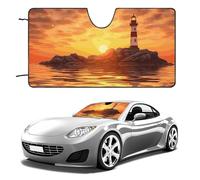 Sea Lighthouse in Sunset Car Windshield Sun Shade Keep Car Interior Cool 55"x30" Folding Front Window Sun Shade, Heat Shield for SUV, Truck, Blocks UV
