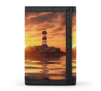 Sea Lighthouse in Sunset Casual Wallet Credit Card Holder Premium Document Organizer Case for Men And Women