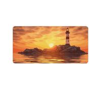 Sea Lighthouse in Sunset Keyboard Mat Large Gaming Mouse Pad, Anti-Slip Desk Mat for Desktop Desk Work/Home Writing Mat 11.8 * 23.6 Inches