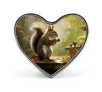 Sea Lighthouse in Sunset Lapel Pin Heart Brooches And Pins - Metal Badge for Shirts, Jackets, Hats | Durable Fashion Accessory & Gift for Men, Women, Events, Squirrel Eats Nuts, Love form