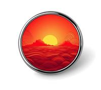 Sea Lighthouse in Sunset Lapel Pin Round Brooch for Men & Women Alloy Suit Accessories, 1" Lightweight Tie Pin, Circular, Aluminum, no gemstone