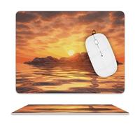 Sea Lighthouse in Sunset Mouse Pad for Office, Leather Mouse Mat with Non-Slip Base, Waterproof Desk Pad Protector for Home, Personalized Mouses Mat for Travel, Outdoor, 10" X 8"