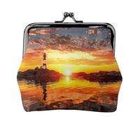 Sea Lighthouse in Sunset Printing Lightweight Minimalist Wallet, Compact Coin Pouch for Gym Visits and Errands