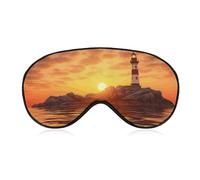 Sea Lighthouse in Sunset Sleep Mask Comfort Travel Eye Masks with Adjustable Elastic Strap Soft Funny Block Light Sleep Eye Cover for Side Sleeper for Nap Men Women Gift