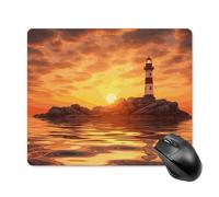 Sea Lighthouse in Sunset Square Mouse Pad Portable Computer Mousepad with Non-Slip Rubber Base 18 * 22cm Ultra-Thin Gaming Mouse Mat for Computer Laptop Office Desk Accessories