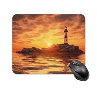 Sea Lighthouse in Sunset Square Mouse Pad Portable Computer Mousepad with Non-Slip Rubber Base 20 * 25cm Ultra-Thin Gaming Mouse Mat for Computer Laptop Office Desk Accessories