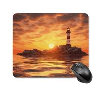 Sea Lighthouse in Sunset Square Mouse Pad Portable Computer Mousepad with Non-Slip Rubber Base 25 * 30cm Ultra-Thin Gaming Mouse Mat for Computer Laptop Office Desk Accessories