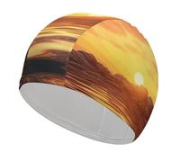 Sea Lighthouse in Sunset Swim Caps for Adult Women & Men, Lightweight Stretchable Swim Pool Hat,Swimming Caps for Pool, Beach, Lap Swimming,Surfing Protection Hair Ears