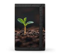Sea Lighthouse in Sunset TriFold Wallet with 8 Card Slots, Slim Zipper Coin Pocket, Divided Billfold for Men Women, A Seedling Sprouts, One Size, Modern