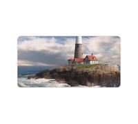 Sea Lighthouse Keyboard Mat Large Gaming Mouse Pad, Anti-Slip Desk Mat for Desktop Desk Work/Home Writing Mat 11.8 * 23.6 Inches