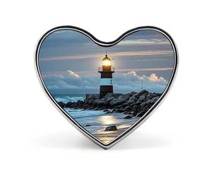 Sea Lighthouse Lapel Pin Fashion Brooch Pin Cute Button Badges Heart Shape Button Pins Enamel Pins Metal Pinback for Hat Shirt Clothing Bags Decoration, Love form, Aluminum, no gemstone