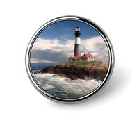 Sea Lighthouse Round Badge Cute Enamel Lapel Pin Brooches Button Pin Personalized Clothing Decoration Unisex Badge Holder Hats Bags Shirts Decor