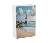Sea Lighthouse Sandbeach Cigarette Case Stylish Lightweight Pocket Holder Case for Smoke Waterproof Cigarette Dispenser Cigarettes Accessories for Outdoor Camping Hiking