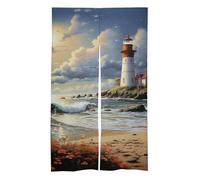 Sea Lighthouse Sandbeach Door Curtain Blackout Doorways Curtains Divider Curtains Door Flag for Living Room,Front Doors,Sliding Doors(57 X 17 Inch)