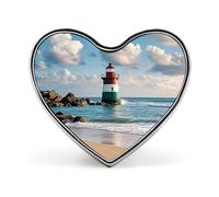 Sea Lighthouse Sandbeach Lapel Pin Exquisite Fashion Brooches Personalized Buttons Badge Novelty Unique Button Pins Cute Heart Shaped Pins Metal Buttons for Backpack Hat Bag Jacket