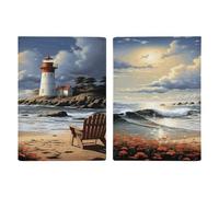 Sea Lighthouse Sandbeach Passport Holder for Travel Essentials Cute Passport Cover Wallet with Credit Card Slot Waterproof PU Leather Passport Book Case Travel Wallet for Women Men