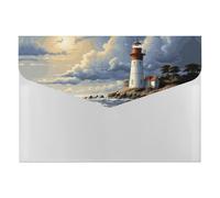 Sea Lighthouse Sandbeach Plastic Envelopes Plastic Folders Poly Envelopes with Snap Closure Reusable File Bags for Home Work Office Supplies Organization Storage A4 Size