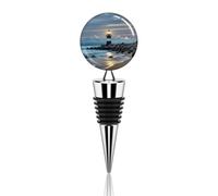 Sea Lighthouse Wine Stopper Decorative Champagne Stoppers Vacuum Wine Corks Beverage Stopper with Rubber Seal Reusable Beverage Bottles for DIY Home Bar & Party Gifts
