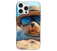Sea Lion Beach Printed Phone Case Compatible with iPhone 16 Series TPU Anti-fingerprint Protective Cover for Women Men