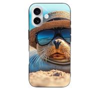 Sea Lion Beach Printed Phone Case Compatible with iPhone 16 Series TPU Anti-fingerprint Protective Cover for Women Men