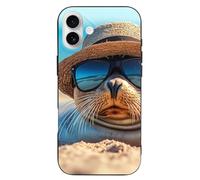 Sea Lion Beach Printed Phone Case Compatible with iPhone 16 Series TPU Anti-fingerprint Protective Cover for Women Men