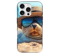 Sea Lion Beach Printed Phone Case Compatible with iPhone 16 Series TPU Anti-fingerprint Protective Cover for Women Men