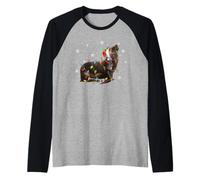Sea Lion Christmas Lights Funny Santa Hat Animal Lover Xmas Raglan Baseball Tee