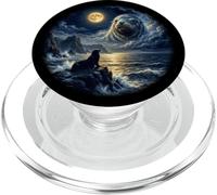 Sea Lion Looking at the Moon Ocean Scene PopSockets PopGrip for MagSafe