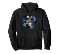 Sea Lion Looking at the Moon Ocean Scene Pullover Hoodie