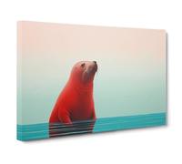 Sea Lion Minimalism No.2 Canvas Print | Gallery Wrapped 30mm Frame Wall Art | 30x20 inches | Ready to Hang | Minimalist Animals Picture | Living Room Bedroom Lounge Office